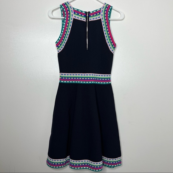 Milly Woven Trim Scoop Flare Dress Women’s Size Small - Picture 7 of 10